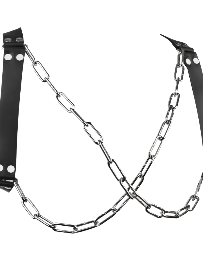 Leather Chest Harness with Chains