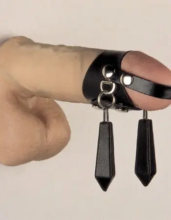 Leather Cock Tip Strap With Weight Hooks