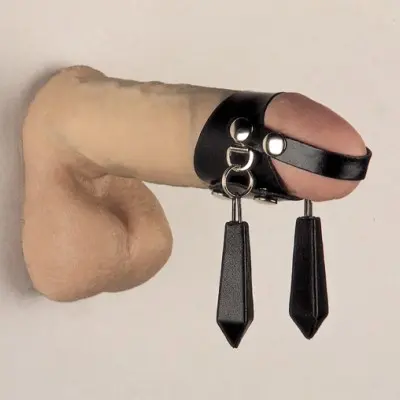 Leather Cock Tip Strap With Weight Hooks