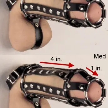 Leather Cock and Balls Cage With Ball Divider and Spikes Inside