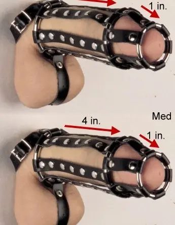 Leather Cock and Balls Cage With Ball Divider and Spikes Inside