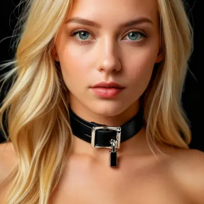 Leather Collar with Padlock – Lockable BDSM Leather Collar with Buckle & D-Ring
