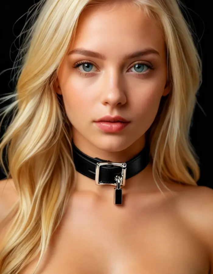 Leather Collar with Padlock – Lockable BDSM Leather Collar with Buckle & D-Ring