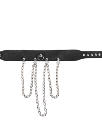 Leather Collar with Short Draping Chains
