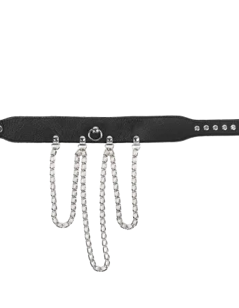 Leather Collar with Short Draping Chains