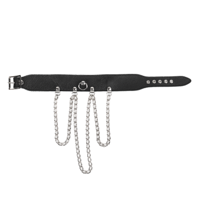 Leather Collar with Short Draping Chains