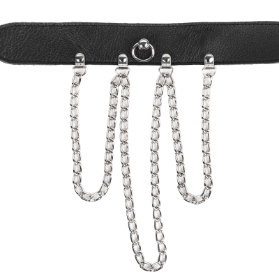 Leather Collar with Short Draping Chains