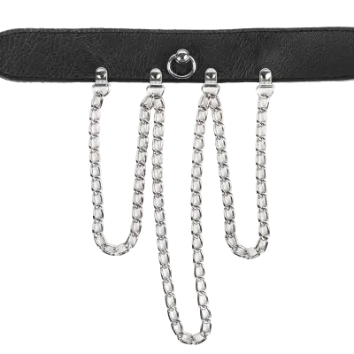 Leather Collar with Short Draping Chains