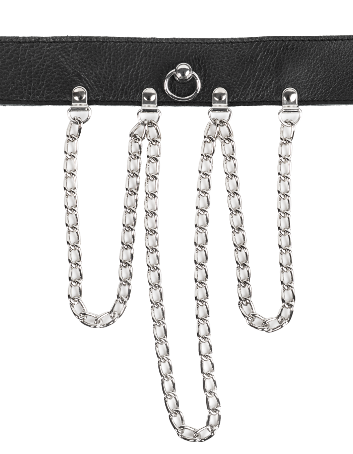 Leather Collar with Short Draping Chains