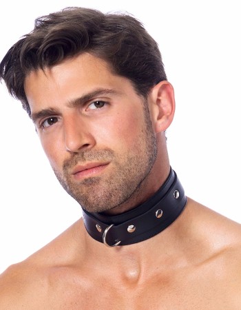 Leather Collar with Studs and Ring