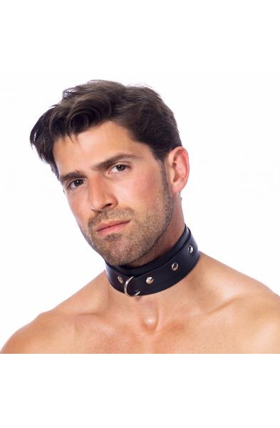 Leather Collar with Studs and Ring