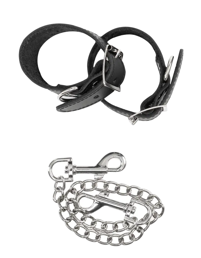 Leather Cuffs with Detachable Chain – Premium BDSM Bondage Cuffs