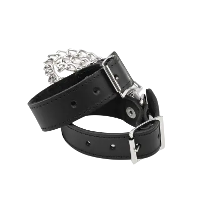 Leather Cuffs with Detachable Chain – Premium BDSM Bondage Cuffs