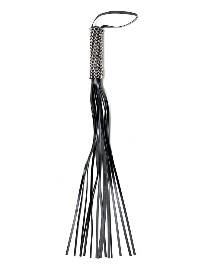 Leather Flogger Bondage Whip With Chain Handle