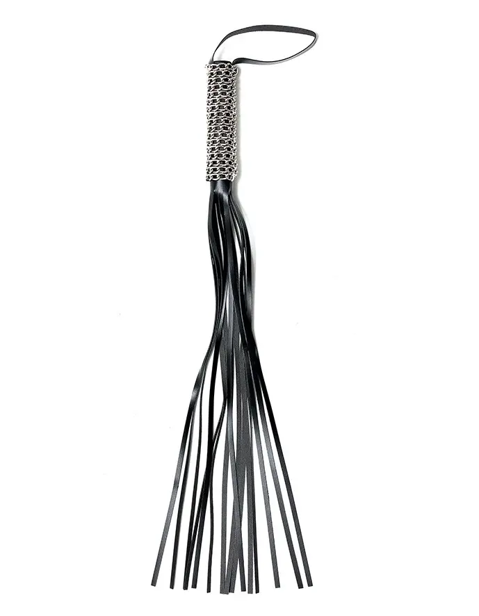 Leather Flogger Bondage Whip With Chain Handle
