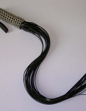 Leather Flogger Bondage Whip With Chain Handle