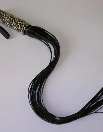 Leather Flogger Bondage Whip With Chain Handle