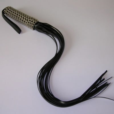 Leather Flogger Bondage Whip With Chain Handle