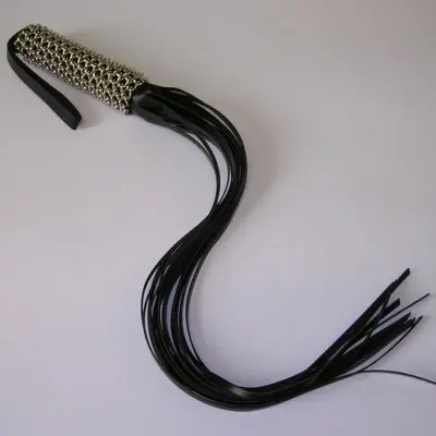 Leather Flogger Bondage Whip With Chain Handle