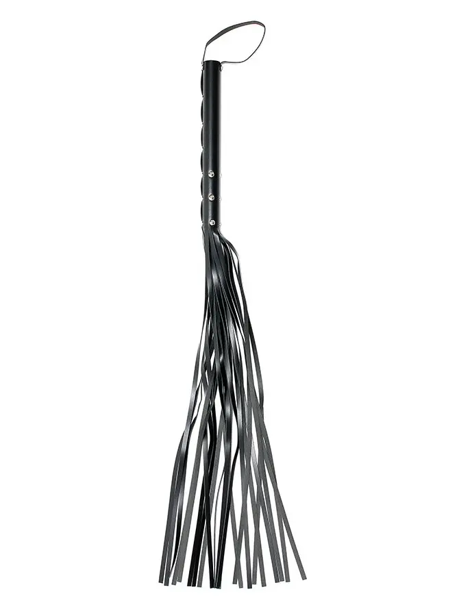 Leather Flogger Whip with 18 Strings and Thick Handle