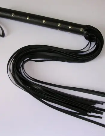 Leather Flogger Whip with 18 Strings and Thick Handle