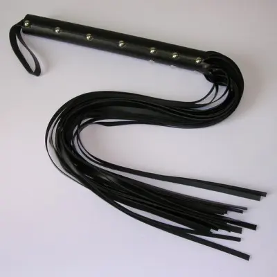 Leather Flogger Whip with 18 Strings and Thick Handle
