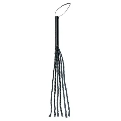 Leather Flogger Whip with 6 Braided Strings -Short