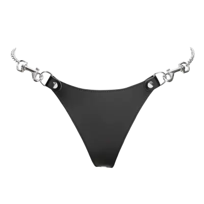 Leather G-String with Adjustable Chain Waist