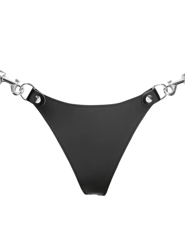 Leather G-String with Adjustable Chain Waist