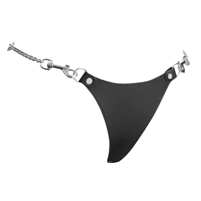 Leather G-String with Adjustable Chain Waist