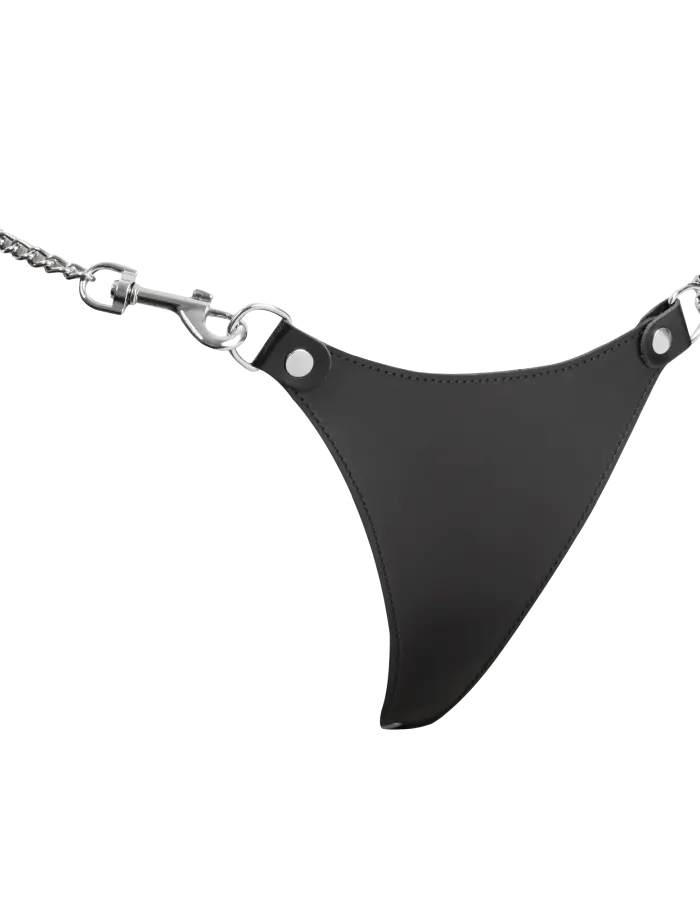 Leather G-String with Adjustable Chain Waist