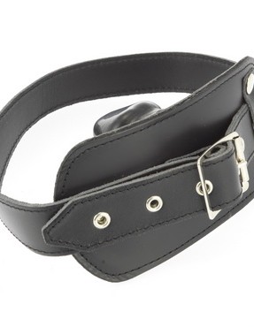Leather Gag Collar With Internal Dildo