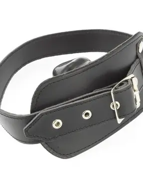 Leather Gag Collar With Internal Dildo