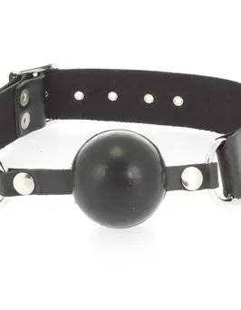 Leather Gag Collar with Rubber Ball