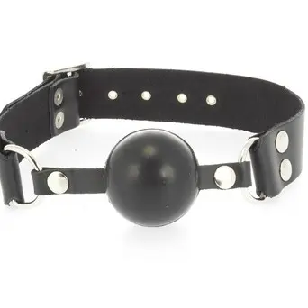 Leather Gag Collar with Rubber Ball