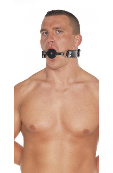 Leather Gag Collar with Rubber Ball