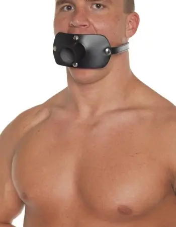 Leather Gag with Cock Tube 35 mm