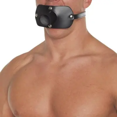 Leather Gag with Cock Tube 35 mm