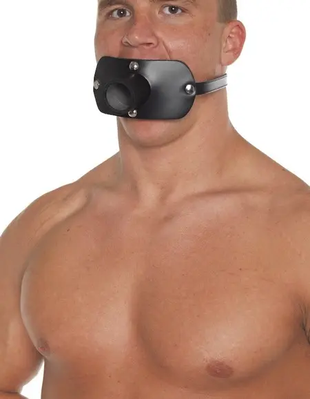 Leather Gag with Cock Tube 35 mm