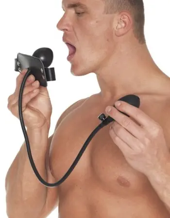 Leather Gag with Inflatable Balloon and Pump