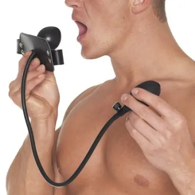 Leather Gag with Inflatable Balloon and Pump