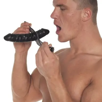 Leather Gag with Internal and External Dildo