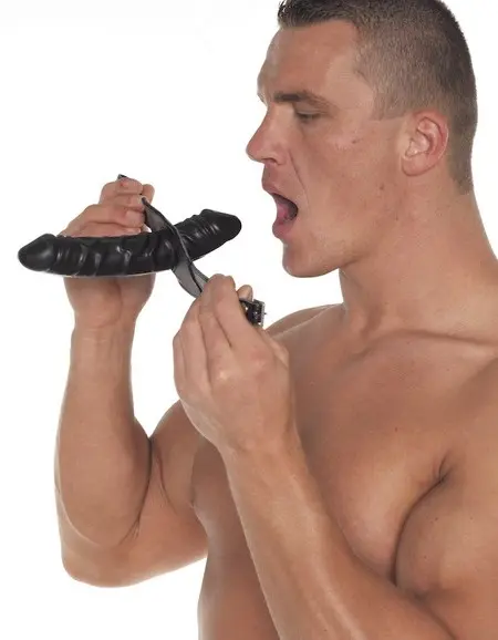 Leather Gag with Internal and External Dildo