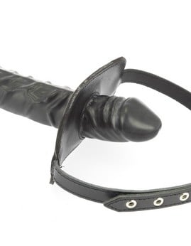 Leather Gag with Internal and External Dildo