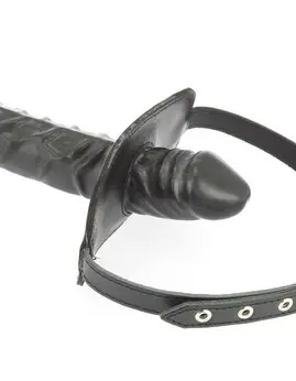 Leather Gag with Internal and External Dildo