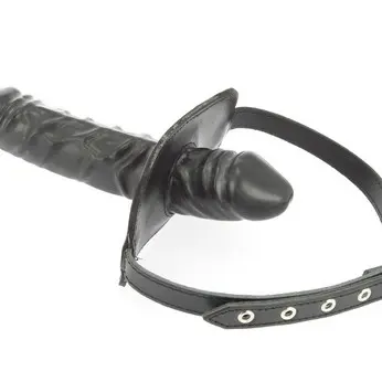 Leather Gag with Internal and External Dildo
