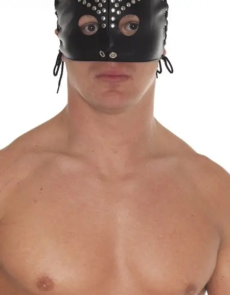 Leather Head Mask with Rivets