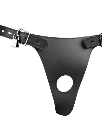 Slip de Chasteté en Cuir pour Homme avec Plug Anal Gonflable