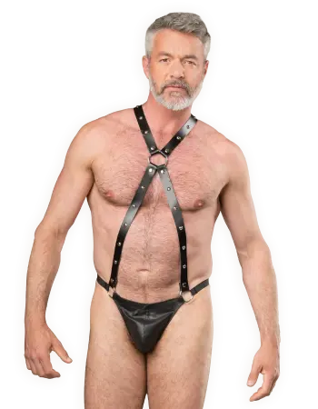 Leather Male G-String Body Harness
