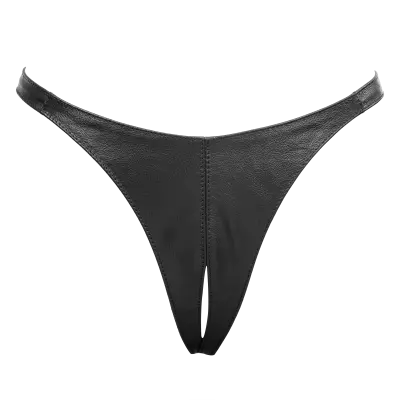 Leather Open Crotch G-String for Women